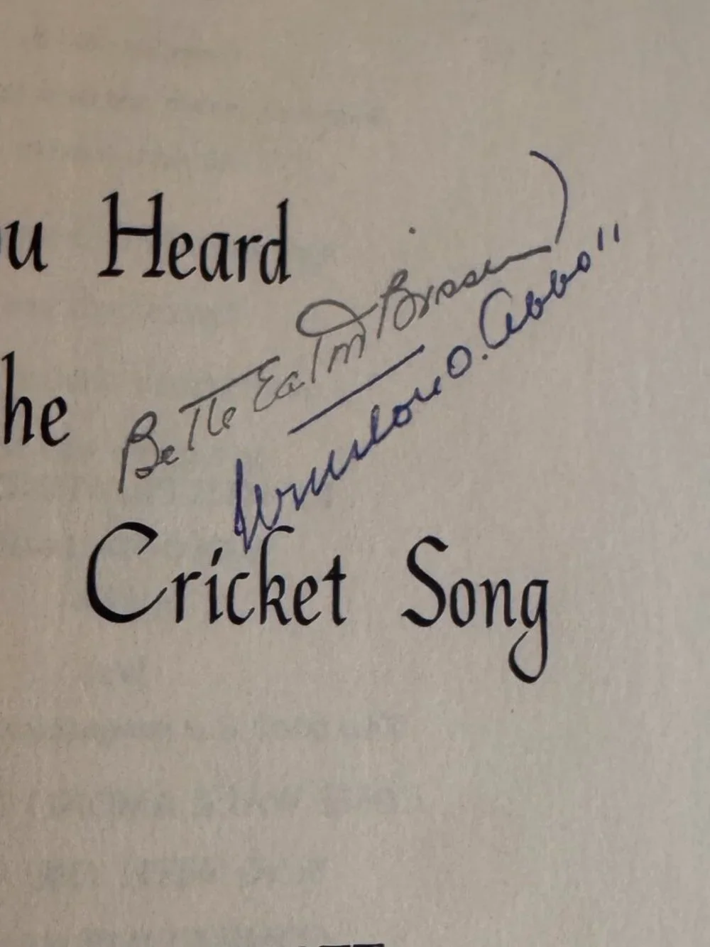 Have You Heard the Cricket Song Signed Abbott Bossen HC DJ 1979 8th Print